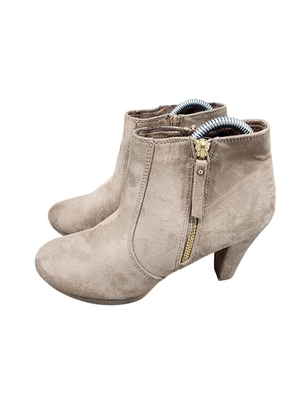 Allegra K Shoes Womens Size 8 Tan Faux Suede Side Zip Ankle Boots